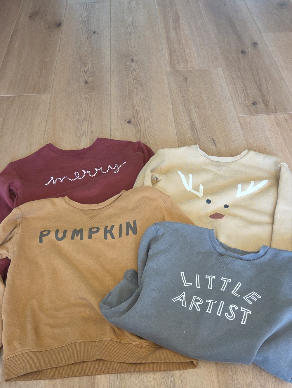 Kids Cozy Crewneck Sweatshirt - Pumpkin / Mustard / Rust / Gray